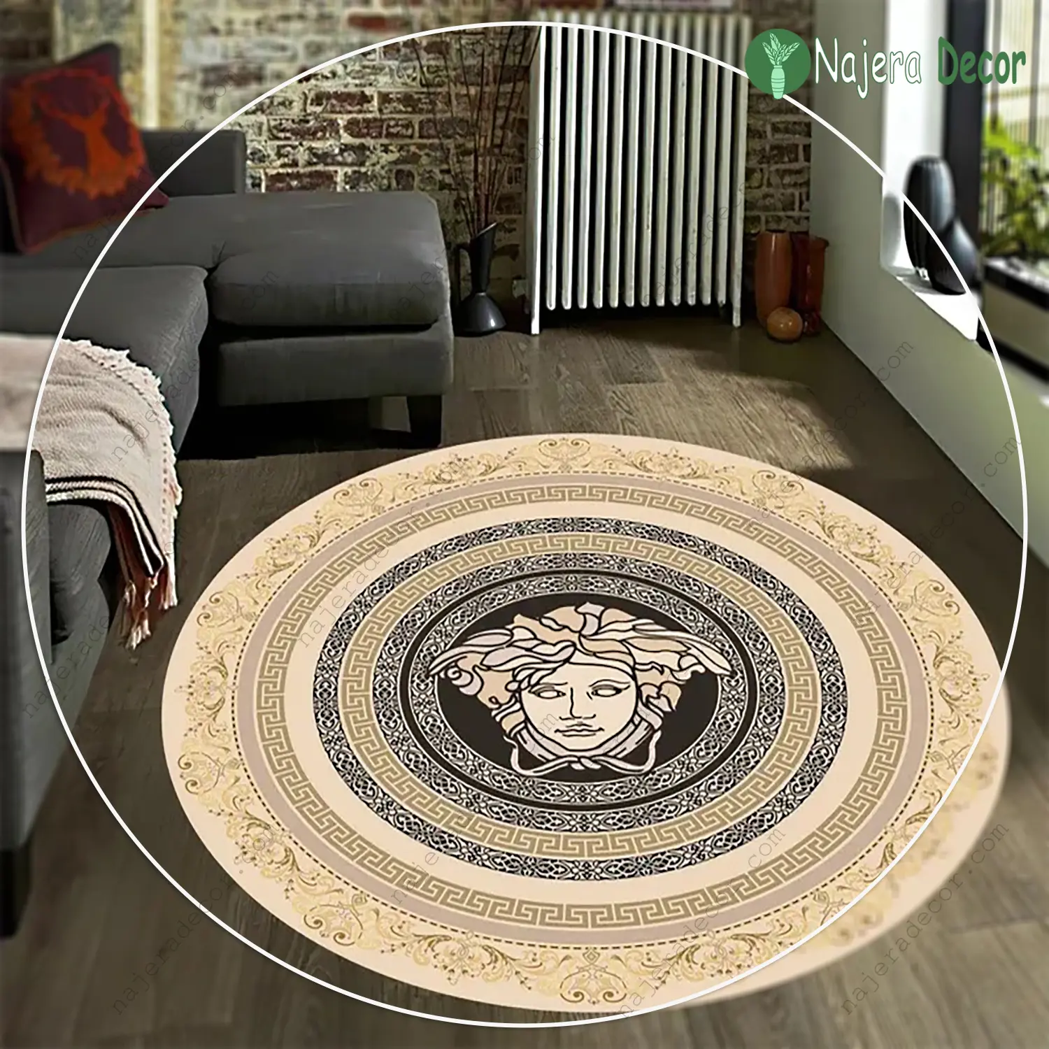 Versace medusa greek round rug carpet luxury brand fashion home decor